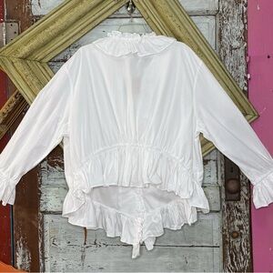 A Rare Bird White Ruffled Blouse